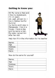 English Worksheet: Fill in a form (Present Simple)