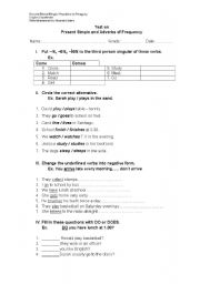 English Worksheet: test on present simple