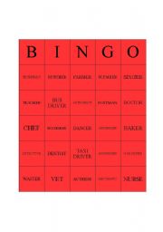 English Worksheet: 15 JOBS AND OCCUPATIONS BINGO CARDS