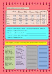 English Worksheet: PRESENT SIMPLE WITH TIME TELLING