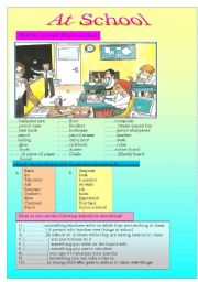 English Worksheet: AT SCHOOL