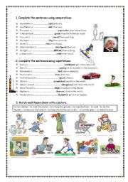 English Worksheet:  Comparatives & Superlatives 