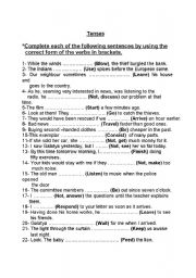 English worksheet: tenses