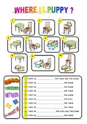 WHERE IS PUPPY? PREPOSITIONS OF PLACE