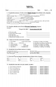 English Worksheet: Simple Present and Present Continuous Test (or ws)