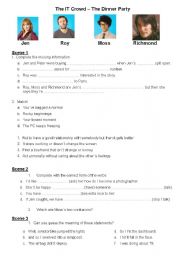 English Worksheet: The IT crowd dinner party