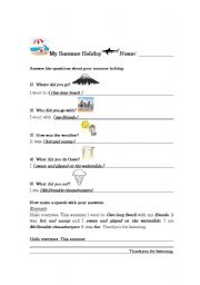 English Worksheet: my summer holiday