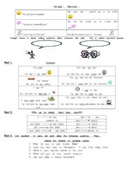 English Worksheet: Reported Speech 