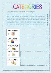 English Worksheet: Categories