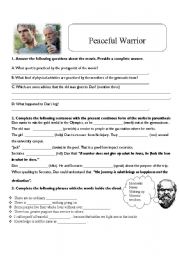 English Worksheet: Peaceful Warrior