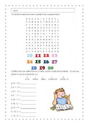 English Worksheet: Numbers from 10 to 20
