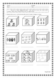 English Worksheet: numbers 1-9