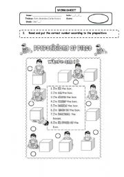 English Worksheet: knowing prepositions