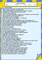 English Worksheet: 100  sentences of find  the mistake series