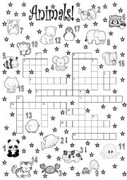 English Worksheet: crossword. animals