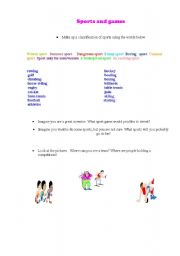 English Worksheet: sports and games 