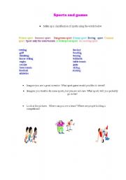 English worksheet: sports and games 