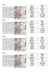 English Worksheet: Pets-Wordsearch