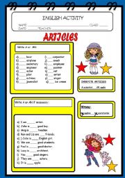 English Worksheet: ARTICLE