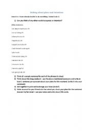 English Worksheet: Talking about plans and intentions