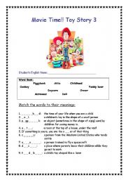 Toy Story 3 movie worksheet