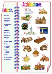 English Worksheet: Architectures Part 3/3- Matching activity ** fully editable