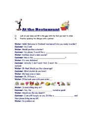 Restaurant role play dialogue