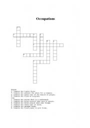 English Worksheet: Occupations: Crossword Puzzle