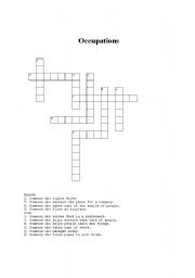 English worksheet: Occupations: Crossword Puzzle