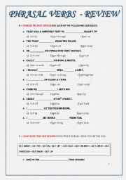 English Worksheet: PHRASAL VERBS REVIEW