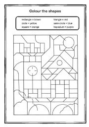 English Worksheet: Colour the shapes