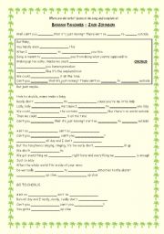 English worksheet: Song activity  Banana Pancakes  Jack Johnson