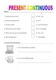 English worksheet: Present Continuous