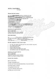 English worksheet: Eagles - Hotel California 