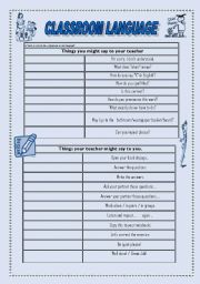 English Worksheet: classroom language