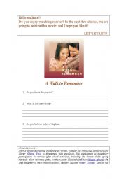 English Worksheet: movie activity - a walk to remember