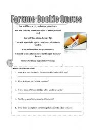 English Worksheet: Fortune Cookie Quotes