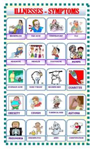 English Worksheet: ILLNESSES/SYMPTOMS