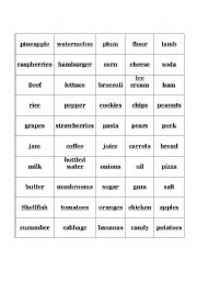 English Worksheet: food flash cards