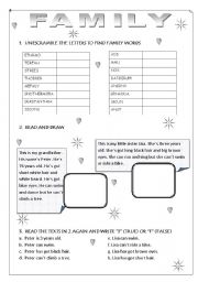 English Worksheet: FAMILY