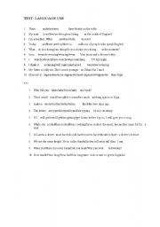 English Worksheet: Grammar test - language use