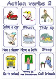 English Worksheet: Action Verbs Flashcards 2