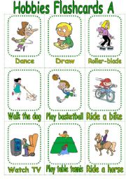 English Worksheet: Hobbies Flashcards A