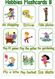 English Worksheet: Hobbies Flashcards B