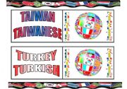 Countries and Nationalities memory game PART 1- B/W version included FULLY EDITABLE** (52 CARDS )