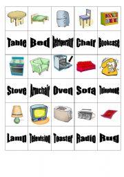 English Worksheet: furniture - Memory game