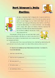 English Worksheet: Bart Simpsons daily routine