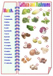English Worksheet: Lettuce and Mushrooms - Matching activity ** fully editable