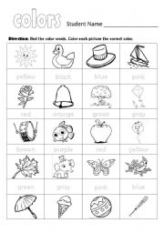 English Worksheet: colors