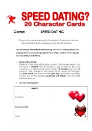 English Worksheet: Speed Dating Roleplay Card Game part 6/6 Instructions